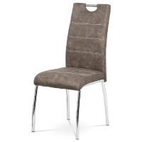 Jídelní židle, potah hnědá látka COWBOY v dekoru vintage kůže, bílé prošití, kov HC-486 BR3